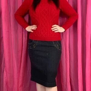 Joyaly Dip Dyed dark wash denim pencil skirt, med or 40